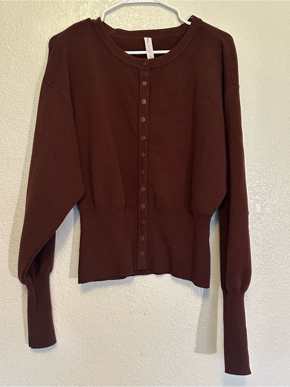 Daily Practice Classic Brown Button-Front Cardigan M READ